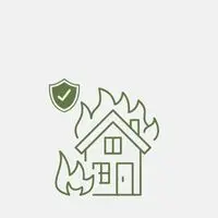 Tecknad bild av ett hus som brinner.